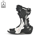 BELA SPEEDO 2.0 Couro Moto Botas Preto Branco - Imagem do lado esquerdo de Boots